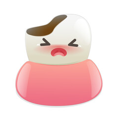This cartoon illustration features a broken tooth character expressing pain, highlighting common dental issues in a fun and engaging way.
