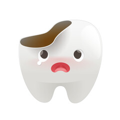 This cartoon illustration features a broken tooth character expressing pain, highlighting common dental issues in a fun and engaging way.