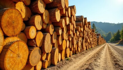 Stacks of freshly cut lumber drying in the sun , boards, resource