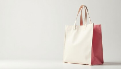 Stylish canvas shopping bag, white background , cotton bag, gift bag