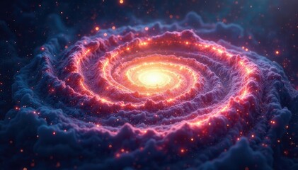 Stunning spiral galaxy, swirling cosmic dust and stars , galactic, galaxy cluster