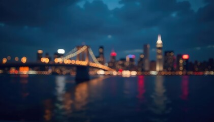 Subtle gradient, bokeh lights, out-of-focus city skyline at night, backdrop, visual, illumination