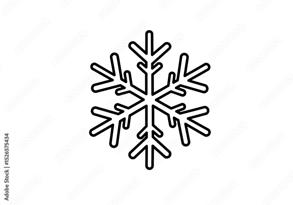 Aufkleber a simple black outline drawing of a snowflake with six points on a plain white background image
