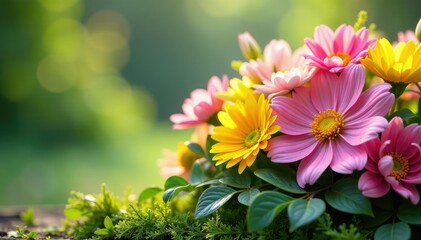 Vibrant Easter bunch of colorful flowers and spring greenery Perfect for spring celebrations and Easter decorations , holiday, spring time