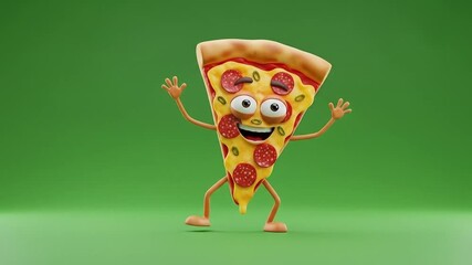 Cartoon pizza slice happy - Powered by Adobe