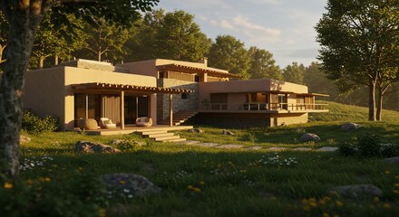 Modern home blends with nature