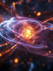 Quantum nuclear fusion entanglement, 3d representation Quantum Illustration