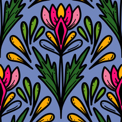 250615 colorful line floral scribble seamless background,seamless floral scribble pattern background, motifs floral hand drawn, scribble style, scallop pattern, design for seamless floral pattern, 