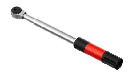 Torque Wrench: A high-resolution studio shot captures a new and perfectly-maintained torque wrench, the perfect tool for the mechanical engineer or car enthusiast.