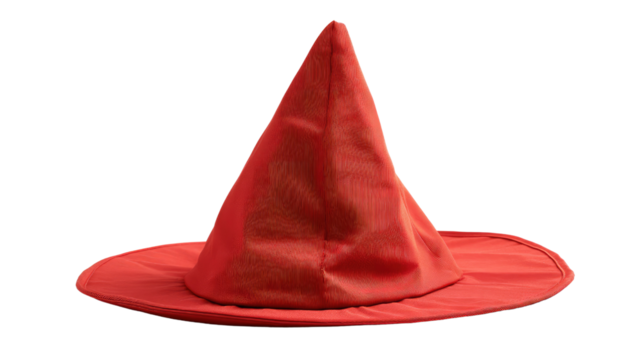 Scarlet Witch's Headwear: A striking scarlet witch hat stands out with its bold crimson hue, simple elegance and distinct pointed shape with a circular brim. It's the essential festive piece!