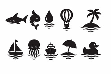 A diverse vector set of summer icons featuring travel, sun, beach, and nature illustrations