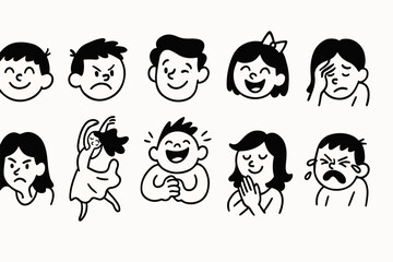 set of funny cartoon girls