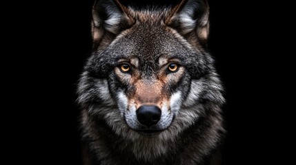 Majestic Gray Wolf Portrait  Wild Animal Close up
