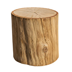 Tree Log Stump Isolated on Transparent Background &ndash; Realistic Bark Texture and Cut Surface