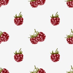 Raspberry watercolor pattern for textiles and wrapping paper design