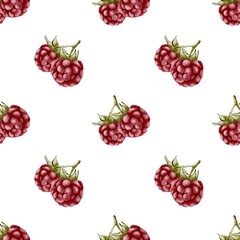 Vibrant watercolor raspberry pattern for textile and wrapping design
