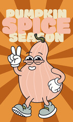 Funky y2k groovy Pumpkin Celebrating Pumpkin Spice Season