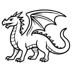 Fototapeta premium dragon vector realistic line icon on white background Vector line icon animal, wildlife