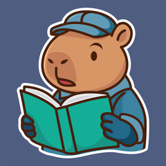A cute adorable capybara mechanical repair illustation set design