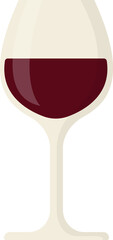 red wine glass flat cartoon illustration