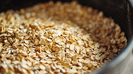 Obraz premium Preparing a Wholesome Porridge from Freshly Rolled Oats for Breakfast