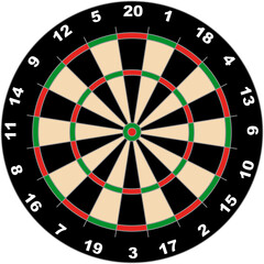 Dart Board graphic element, competitive sports target design isolated on a transparent background