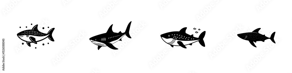 Aufkleber diverse collection of shark icons showcasing different species in a minimalistic style suited for va