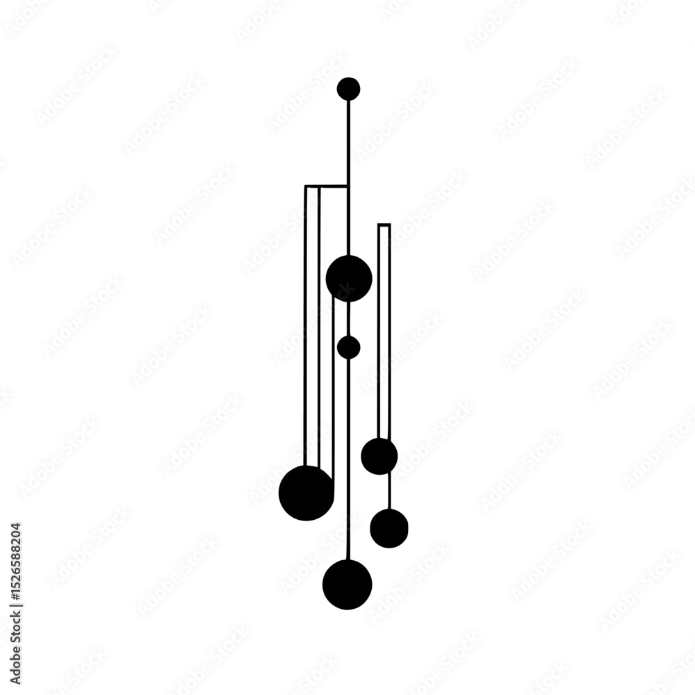 Poster modern icon set featuring abstract musical notes and circles in simple design for creative projects