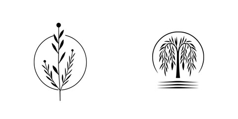Icon set featuring botanical elements and nature-inspired designs for diverse applications and branding needs