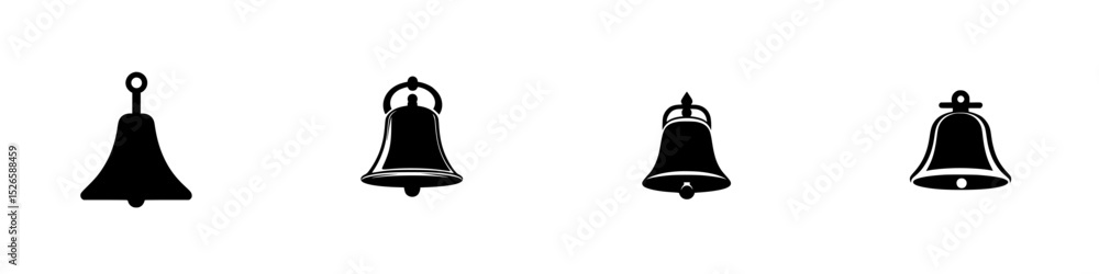 Poster collection of decorative bell icons designed for various applications in a minimalist style