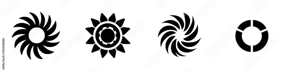 Poster icon set featuring diverse designs with circular patterns suitable for various applications and proj