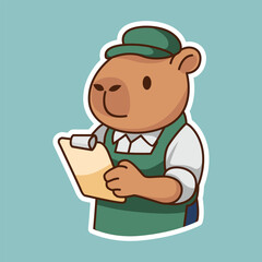 Enjoying Capybara Cofee Set Adorable Illustration