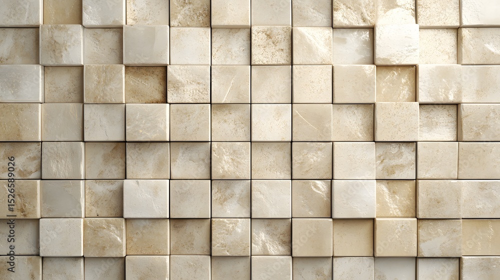 Aufkleber abstract beige tile background with geometric cube pattern and stone texture
