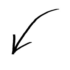 Doodle arrow vector icon. Hand drawn arrow, paint emphasis mark.
