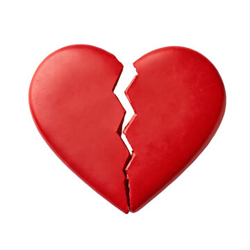 Broken heart symbol, a striking image of a fractured red heart.