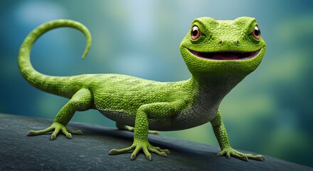 Fototapeta premium Green Lizard Close Up