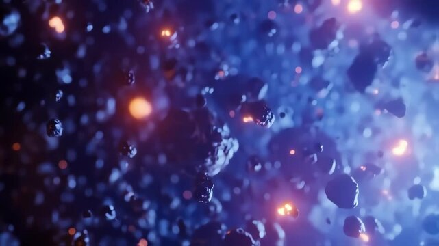 Asteroids gathering in space 