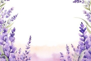 Obraz premium Lavender flower watercolor border blossom nature purple.