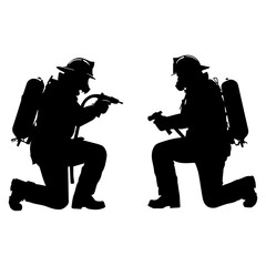 silhouette of a fireman, vector draw