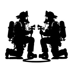 silhouette of a fireman, vector draw