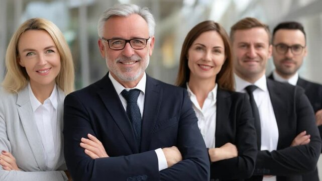 Team of Professionals: A group of confident professionals stands united, their expressions conveying assurance and expertise, ready to lead and succeed in their respective fields.