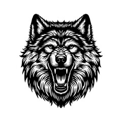 Wolf Howling engrave vector illustration black white