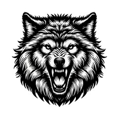 Wolf Howling engrave vector illustration black white