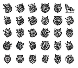 Wolf Howling engrave vector illustration black white