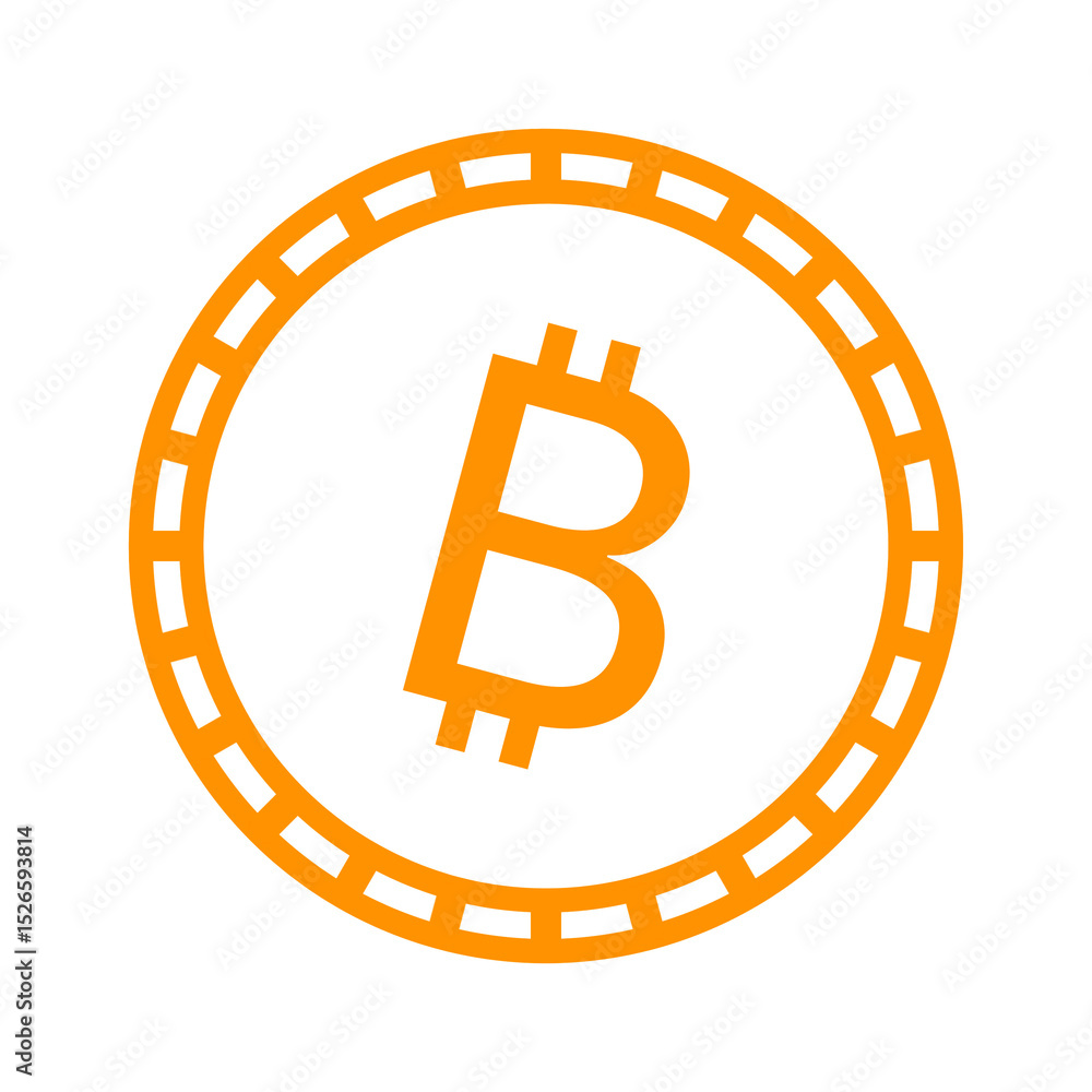 Poster bitcoin currency symbol.bitcoin cryptocurrency line icon with simple and modern design in orange col