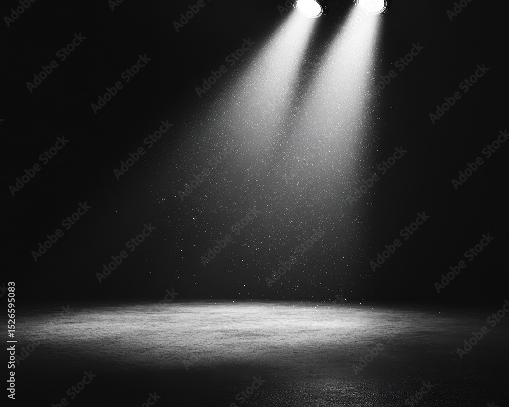 Poster illuminated background: dynamic showcase with striking light beams on a black canvas