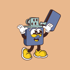 Retro character design from happy lighter