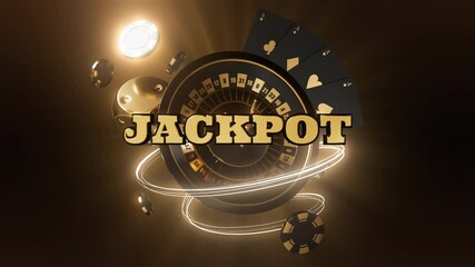 "JACKPOT" Golden Text with Luxury Casino Elements VDO Background