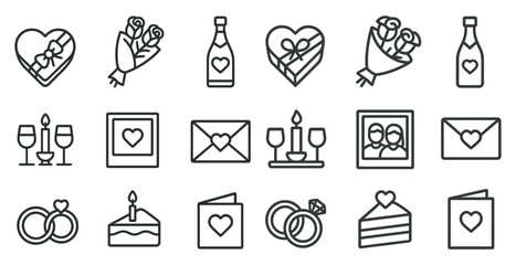 Romantic icons set for valentine's day cards and invitations design