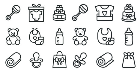 Baby theme icons for nursery or baby shower design projects